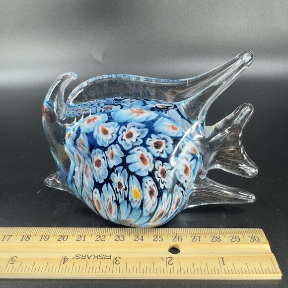 Vintage Venetian Glass Fish Figurine Paperweight With Heavy Millefiori Glass VTG - Picture 3 of 11